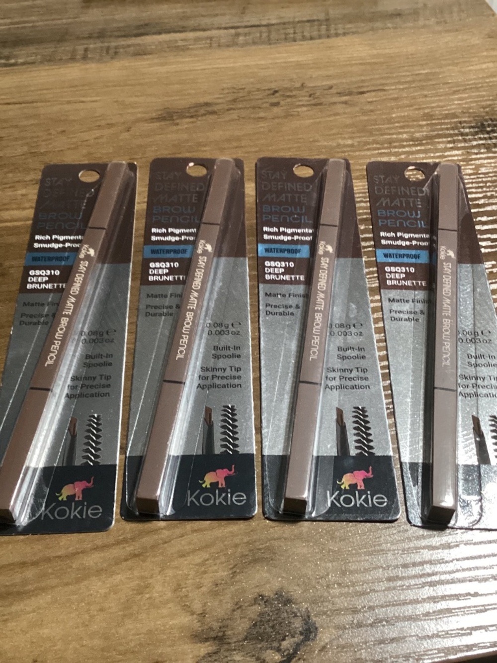 Kokie Stay Defined Matte Brow Pencil Deep Brunette 4-pack GSQ310 New